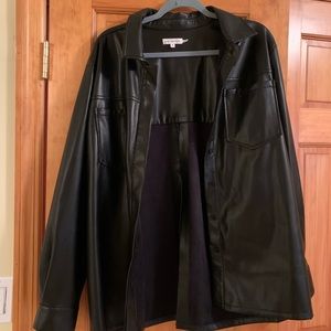 Good American faux leather button down- half way open slit on the back